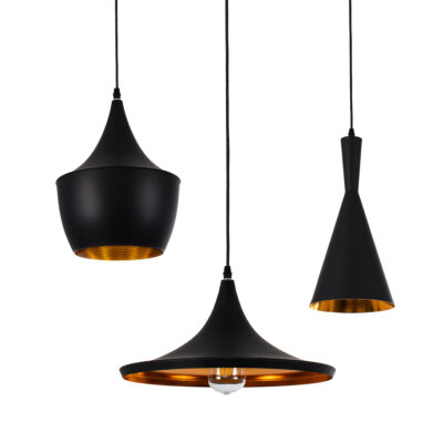 LEDTM® SHANGHAI 01025 Μοντέρνο Κρεμαστό Φωτιστικό Οροφής με Ντουί 3 x E27 AC 220-240V IP20 - Μαύρο & Χρυσό - Μ79.5 x Π79.5 x Υ38cm - Σετ 3 Τεμαχίων