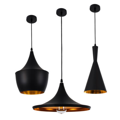 LEDTM® SHANGHAI 01025 Μοντέρνο Κρεμαστό Φωτιστικό Οροφής με Ντουί 3 x E27 AC 220-240V IP20 - Μαύρο & Χρυσό - Μ79.5 x Π79.5 x Υ38cm - Σετ 3 Τεμαχίων - Image 6
