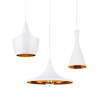 LEDTM® SHANGHAI 01026 Μοντέρνο Κρεμαστό Φωτιστικό Οροφής με Ντουί 3 x E27 AC 220-240V IP20 - Λευκό & Χρυσό - Μ79.5 x Π79.5 x Υ38cm - Σετ 3 Τεμαχίων