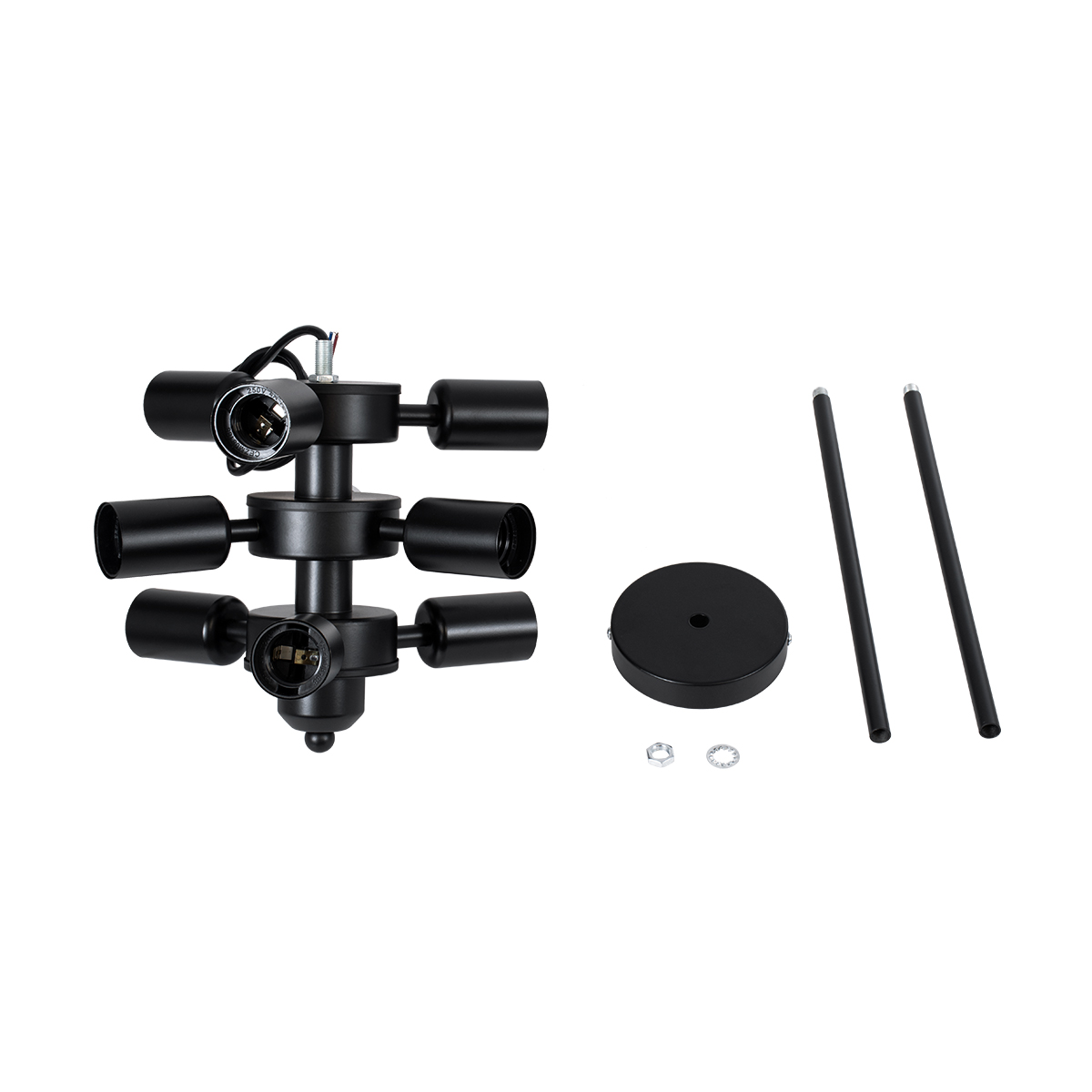 LEDTM® DELIR 01035 Μοντέρνο Φωτιστικό Οροφής με Ντουί 9 x E27 AC 220-240V IP20 - Μαύρο - Μ24 x Π24 x Υ23cm - Image 11