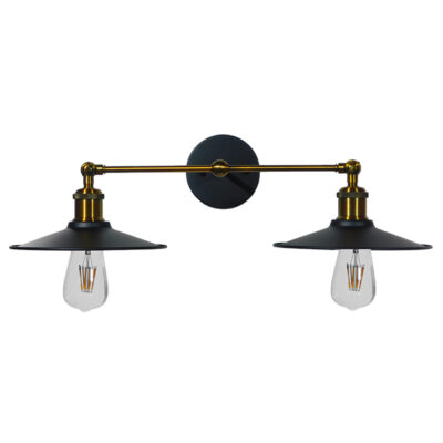 Alternative view of LEDTM® MINIMALL 01069 Vintage Φωτιστικό Τοίχου - Απλίκα με Ντουί 2 x E27 AC 220-240V IP20 - Μαύρο & Χρυσό - Μ30 x Π60 x Υ18cm