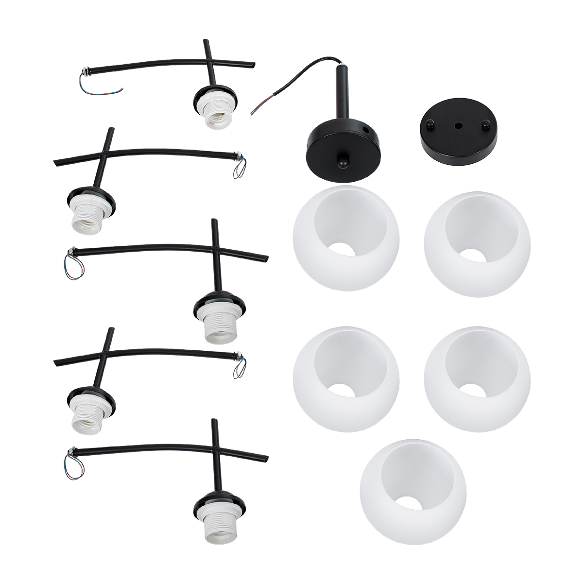 LEDTM® LUNA 01088 Μοντέρνο Φωτιστικό Οροφής με Ντουί 5 x E27 AC 220-240V IP20 - Λευκό & Μαύρο - Μ60 x Π60 x Υ43cm - Image 9