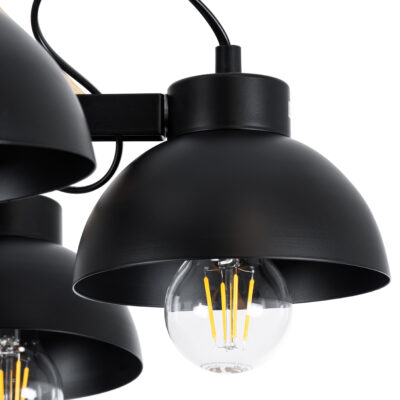 LEDTM® OLD SCHOOL 01094 Μοντέρνο Φωτιστικό Οροφής Καμπάνα Πολύφωτο 6 x E27 IP20 Μαύρο Μέταλλο με Μπεζ Ξύλο - Μ75 x Π75 x Υ40cm - Image 7