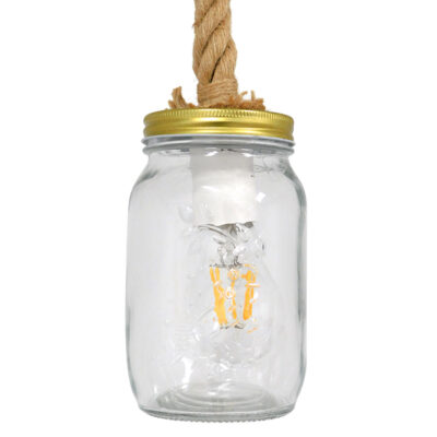 LEDTM® JAM 01128 Vintage Κρεμαστό Φωτιστικό Ανάρτηση Μονόφωτο 1 x E27 IP20 Διάφανο Γυαλί με Μπεζ Σχοινί - Μ11 x Π11 x Υ120cm - Image 5