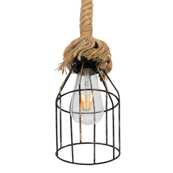 LEDTM® LAICO 01129 Vintage Κρεμαστό Φωτιστικό Οροφής με Ντουί 1 x E27 AC 220-240V IP20 - Μπρούτζινο & Μπεζ - Μ12 x Π12 x Υ100cm - Image 6