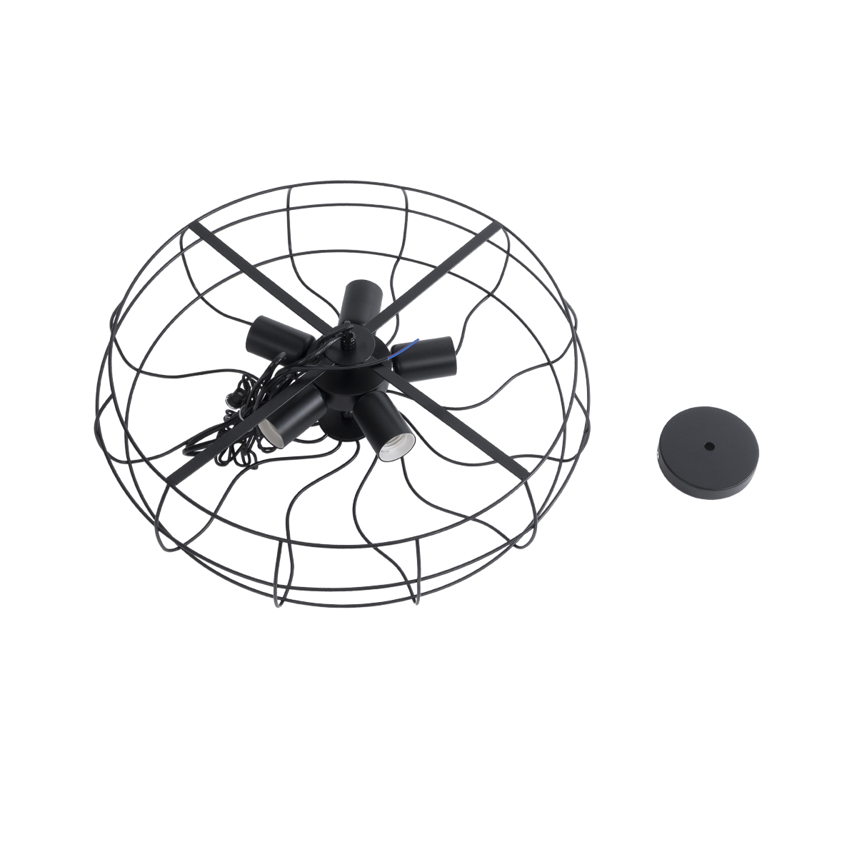 LEDTM® HELIX 01164 Vintage Κρεμαστό Φωτιστικό Οροφής με Ντουί 5 x E27 AC 220-240V IP20 - Μαύρο - Μ46 x Π46 x Υ13cm - Image 10