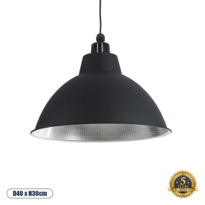 LEDTM® LOUVE 01176 Vintage Κρεμαστό Φωτιστικό Οροφής με Ντουί 1 x E27 AC 220-240V IP20 - Μαύρο & Ασημί - Μ40 x Π40 x Υ30cm