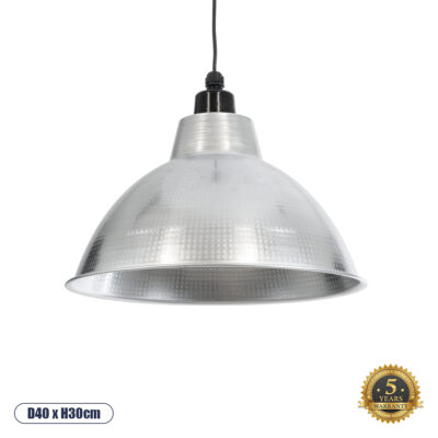 LEDTM® LOUVE 01178 Vintage Κρεμαστό Φωτιστικό Οροφής με Ντουί 1 x E27 AC 220-240V IP20 - Ασημί - Μ40 x Π40 x Υ30cm