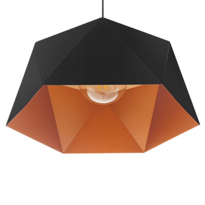 LEDTM® HEXAGON 01195 Μοντέρνο Κρεμαστό Φωτιστικό Οροφής με Ντουί 1 x E27 AC 220-240V IP20 - Μαύρο & Χρυσό - Μ46 x Π46 x Υ25cm - Image 6