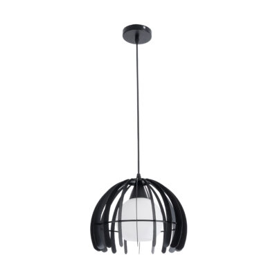 LEDTM® INGLEY 01226 Μοντέρνο Κρεμαστό Φωτιστικό Πλέγμα Μονόφωτο 1 x E27 IP20 Μαύρο Μέταλλο με Λευκό Γυαλί - Μ26 x Π26 x Υ21cm - Image 4