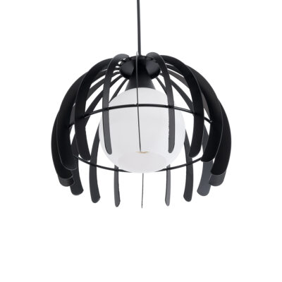 LEDTM® INGLEY 01226 Μοντέρνο Κρεμαστό Φωτιστικό Πλέγμα Μονόφωτο 1 x E27 IP20 Μαύρο Μέταλλο με Λευκό Γυαλί - Μ26 x Π26 x Υ21cm - Image 6