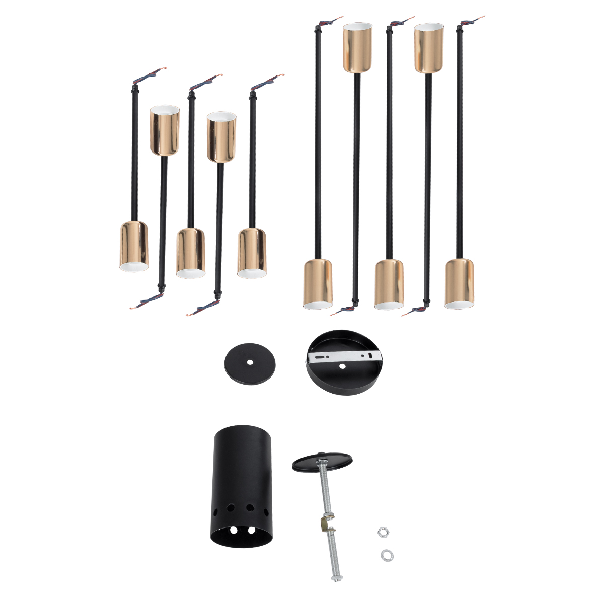 LEDTM® OLINDA 01244 Μοντέρνο Φωτιστικό Οροφής με Ντουί 10 x E27 AC 220-240V IP20 - Μαύρο & Χρυσό - Μ102 x Π102 x Υ17cm - Image 9