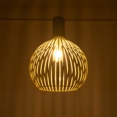 LEDTM® SCANDI 01267 Vintage Κρεμαστό Φωτιστικό Πλέγμα Μονόφωτο 1 x E27 IP20 Μπεζ Μέταλλο - Μ38 x Π38 x Y50cm - Image 3