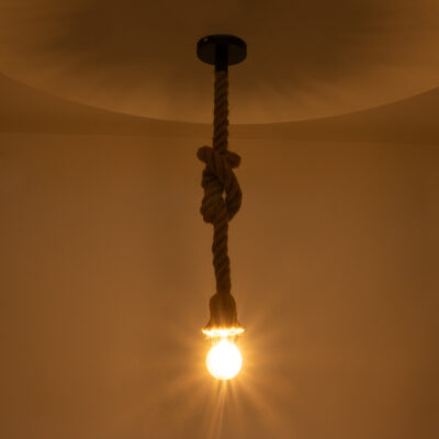 LEDTM® ROPE 01278 Vintage Κρεμαστό Φωτιστικό Ανάρτηση Μονόφωτο 1 x E27 IP20 Μπεζ Σχοινί - Μ3.5 x Π3.5 x Y100cm - Image 3