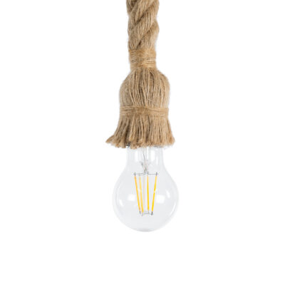 LEDTM® ROPE 01278 Vintage Κρεμαστό Φωτιστικό Ανάρτηση Μονόφωτο 1 x E27 IP20 Μπεζ Σχοινί - Μ3.5 x Π3.5 x Y100cm - Image 4