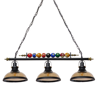 LEDTM® BILLIARD SERIES 01280 Vintage Κρεμαστό Φωτιστικό Οροφής με Ντουί 3 x E27 AC 220-240V IP20 - Μαύρο & Χρυσό Μελί - Μ96 x Π25 x Υ30cm