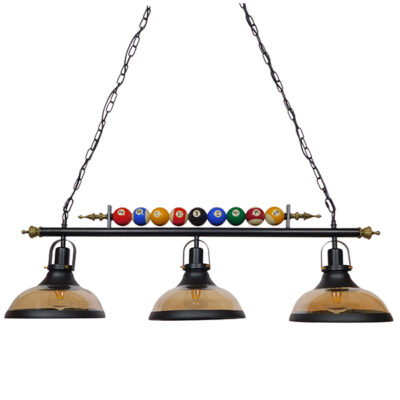 LEDTM® BILLIARD SERIES 01280 Vintage Κρεμαστό Φωτιστικό Οροφής με Ντουί 3 x E27 AC 220-240V IP20 - Μαύρο & Χρυσό Μελί - Μ96 x Π25 x Υ30cm - Image 3