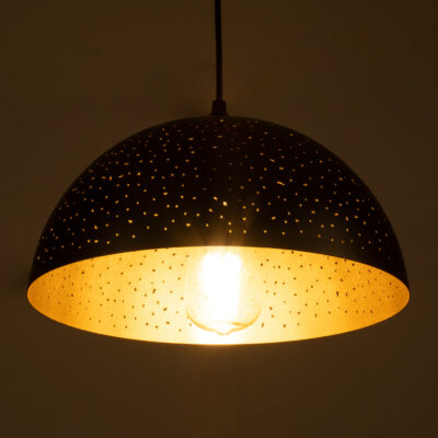 LEDTM® SOLANA 01301 Μοντέρνο Κρεμαστό Φωτιστικό Καμπάνα Μονόφωτο 1 x E27 IP20 Μαύρο & Χρυσό Μέταλλο - Μ30 x Π30 x Υ15cm - Image 3