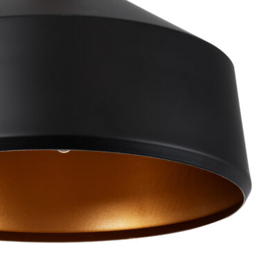 LEDTM® CALYPSO 01334-B Μοντέρνο Κρεμαστό Φωτιστικό Καμπάνα Μονόφωτο 1 x E27 IP20 Μαύρο & Χρυσό Μέταλλο με Μπεζ Ξύλο - Μ36 x Π36 x Υ35cm - Image 8
