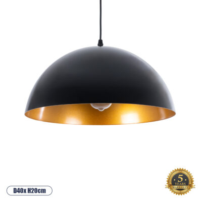 LEDTM® LUNE 01341 Μοντέρνο Κρεμαστό Φωτιστικό Οροφής με Ντουί 1 x E27 AC 220-240V IP20 - Μαύρο & Χρυσό - Μ40 x Π40 x Υ20cm