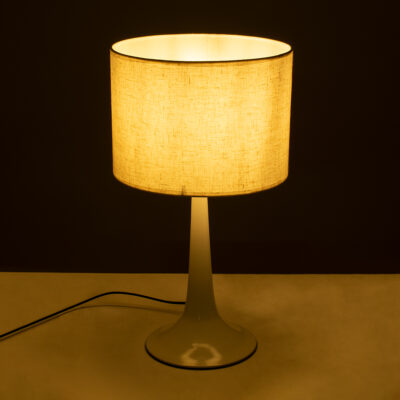 LEDTM® AMBROSIA 01395 Μοντέρνο Επιτραπέζιο Φωτιστικό Πορτατίφ Μονόφωτο 1 x E27 IP20 Λευκό Μέταλλo με Λευκό Ύφασμα - Μ25 x Π25 x Υ46cm - Image 3