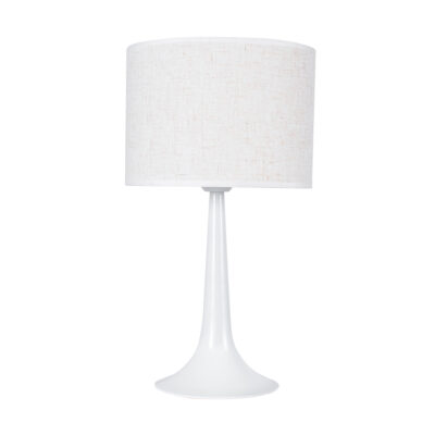 LEDTM® AMBROSIA 01395 Μοντέρνο Επιτραπέζιο Φωτιστικό Πορτατίφ Μονόφωτο 1 x E27 IP20 Λευκό Μέταλλo με Λευκό Ύφασμα - Μ25 x Π25 x Υ46cm - Image 4