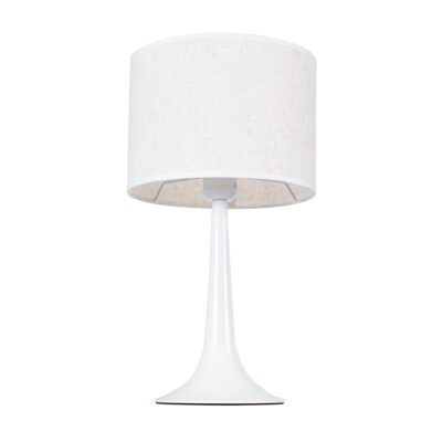 LEDTM® AMBROSIA 01395 Μοντέρνο Επιτραπέζιο Φωτιστικό Πορτατίφ Μονόφωτο 1 x E27 IP20 Λευκό Μέταλλo με Λευκό Ύφασμα - Μ25 x Π25 x Υ46cm - Image 5