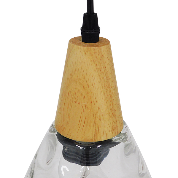 LEDTM® NOAH 01491 Μοντέρνο Κρεμαστό Φωτιστικό Οροφής με Ντουί 1 x E27 AC 220-240V IP20 - Διάφανο & Μπεζ - Μ16 x Π16 x Υ30cm - Image 6