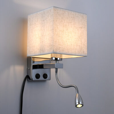 LEDTM® ELEGANT 01495 Μοντέρνο Φωτιστικό Τοίχου - Απλίκα Ξενοδοχείου Reading Light με Ντουί 1 x E27 LED 3W 360lm 36° AC 220-240V IP20 Θερμό Λευκό 2700K - Bridgelux COB Chip - Χρώμιο & Λευκό - Μ17 x Π21 x Υ43cm - 2 Χρόνια Εγγύηση - Image 3