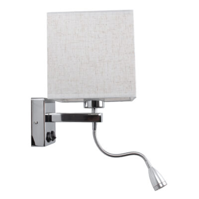LEDTM® ELEGANT 01495 Μοντέρνο Φωτιστικό Τοίχου - Απλίκα Ξενοδοχείου Reading Light με Ντουί 1 x E27 LED 3W 360lm 36° AC 220-240V IP20 Θερμό Λευκό 2700K - Bridgelux COB Chip - Χρώμιο & Λευκό - Μ17 x Π21 x Υ43cm - 2 Χρόνια Εγγύηση - Image 4