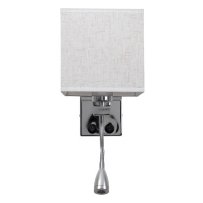 LEDTM® ELEGANT 01495 Μοντέρνο Φωτιστικό Τοίχου - Απλίκα Ξενοδοχείου Reading Light με Ντουί 1 x E27 LED 3W 360lm 36° AC 220-240V IP20 Θερμό Λευκό 2700K - Bridgelux COB Chip - Χρώμιο & Λευκό - Μ17 x Π21 x Υ43cm - 2 Χρόνια Εγγύηση - Image 5