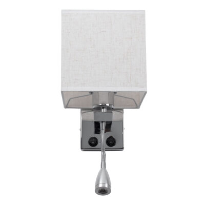 LEDTM® ELEGANT 01495 Μοντέρνο Φωτιστικό Τοίχου - Απλίκα Ξενοδοχείου Reading Light με Ντουί 1 x E27 LED 3W 360lm 36° AC 220-240V IP20 Θερμό Λευκό 2700K - Bridgelux COB Chip - Χρώμιο & Λευκό - Μ17 x Π21 x Υ43cm - 2 Χρόνια Εγγύηση - Image 6