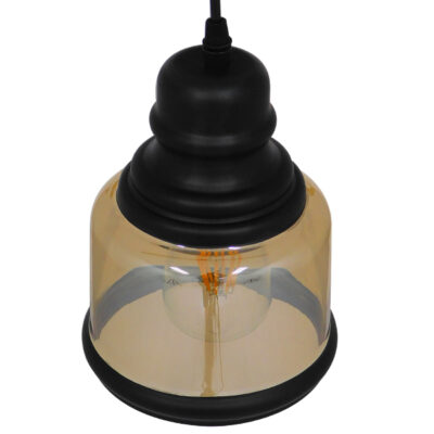 LEDTM® OLIVER 01506 Vintage Κρεμαστό Φωτιστικό Οροφής με Ντουί 1 x E27 AC 220-240V IP20 - Μελί & Μαύρο - Μ15 x Π15 x Υ21.5cm - Image 4