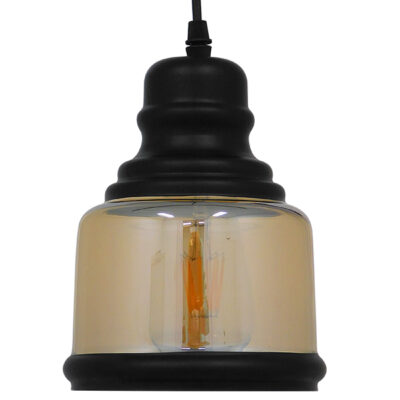 LEDTM® OLIVER 01506 Vintage Κρεμαστό Φωτιστικό Οροφής με Ντουί 1 x E27 AC 220-240V IP20 - Μελί & Μαύρο - Μ15 x Π15 x Υ21.5cm - Image 5