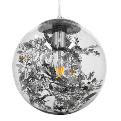 LEDTM® HARPER 01510 Μοντέρνο Κρεμαστό Φωτιστικό Οροφής με Ντουί 1 x E27 AC 220-240V IP20 - Διάφανο & Ασημί - Μ25 x Π25 x Υ30cm