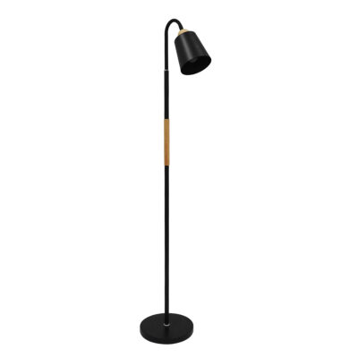LEDTM® RIBBON 01585 Μοντέρνο Επιδαπέδιο Φωτιστικό Μονόφωτο 1 x E27 IP20 Μαύρο Μέταλλο με Μπεζ Ξύλο - Μ13 x Π13 x Υ164cm