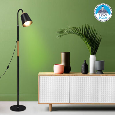 LEDTM® RIBBON 01585 Μοντέρνο Επιδαπέδιο Φωτιστικό με Ντουί 1 x E27 AC 220-240V IP20 - Μαύρο & Μπεζ - Μ13 x Π13 x Υ164cm - Image 3