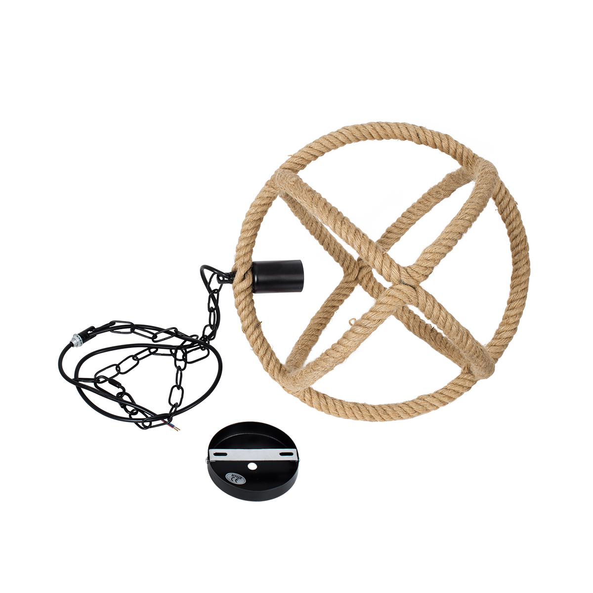 LEDTM® BALANCE 01596 Vintage Κρεμαστό Φωτιστικό Οροφής με Ντουί 1 x E27 AC 220-240V IP20 - Μαύρο & Μπεζ - Μ35 x Π35 x Υ36cm - Image 11