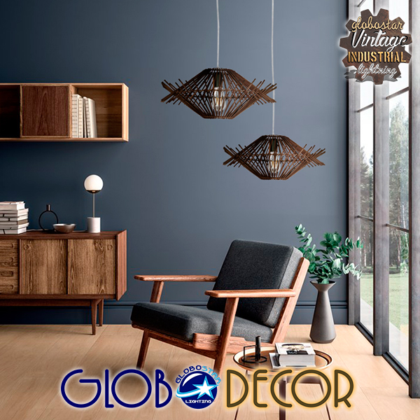 LEDTM® SASSO 01602 Boho Κρεμαστό Φωτιστικό Οροφής με Ντουί 1 x E27 AC 220-240V IP20 - Καφέ - Μ50 x Π50 x Y23cm - Image 8
