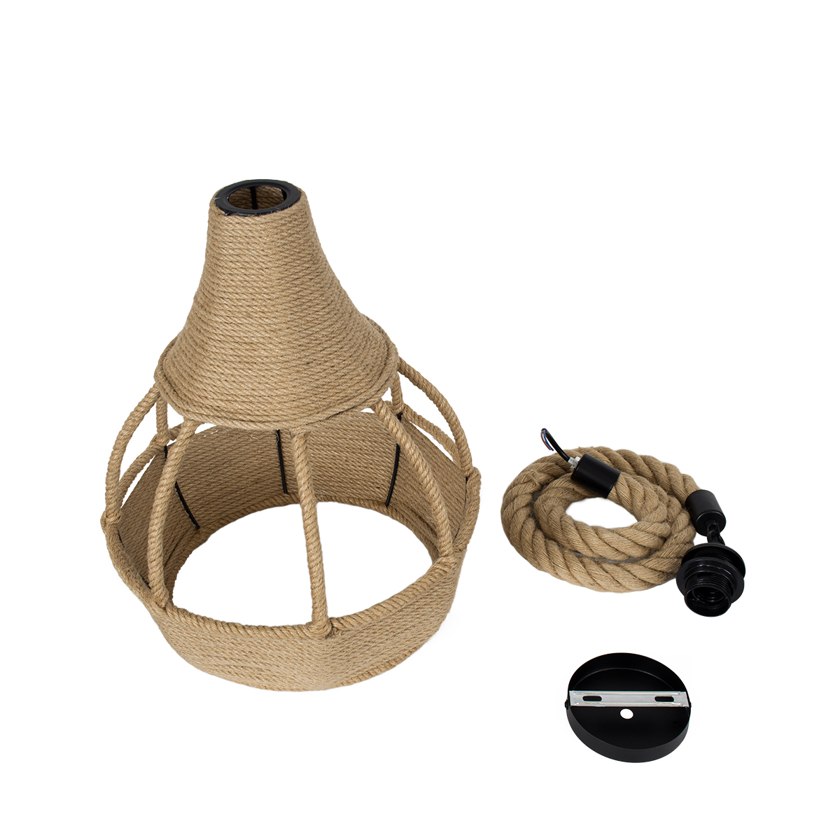 LEDTM® KUBRIC 01605 Boho Κρεμαστό Φωτιστικό Οροφής με Ντουί 1 x E27 AC 220-240V IP20 - Μπεζ - Μ30 x Π30 x Y40cm - Image 11