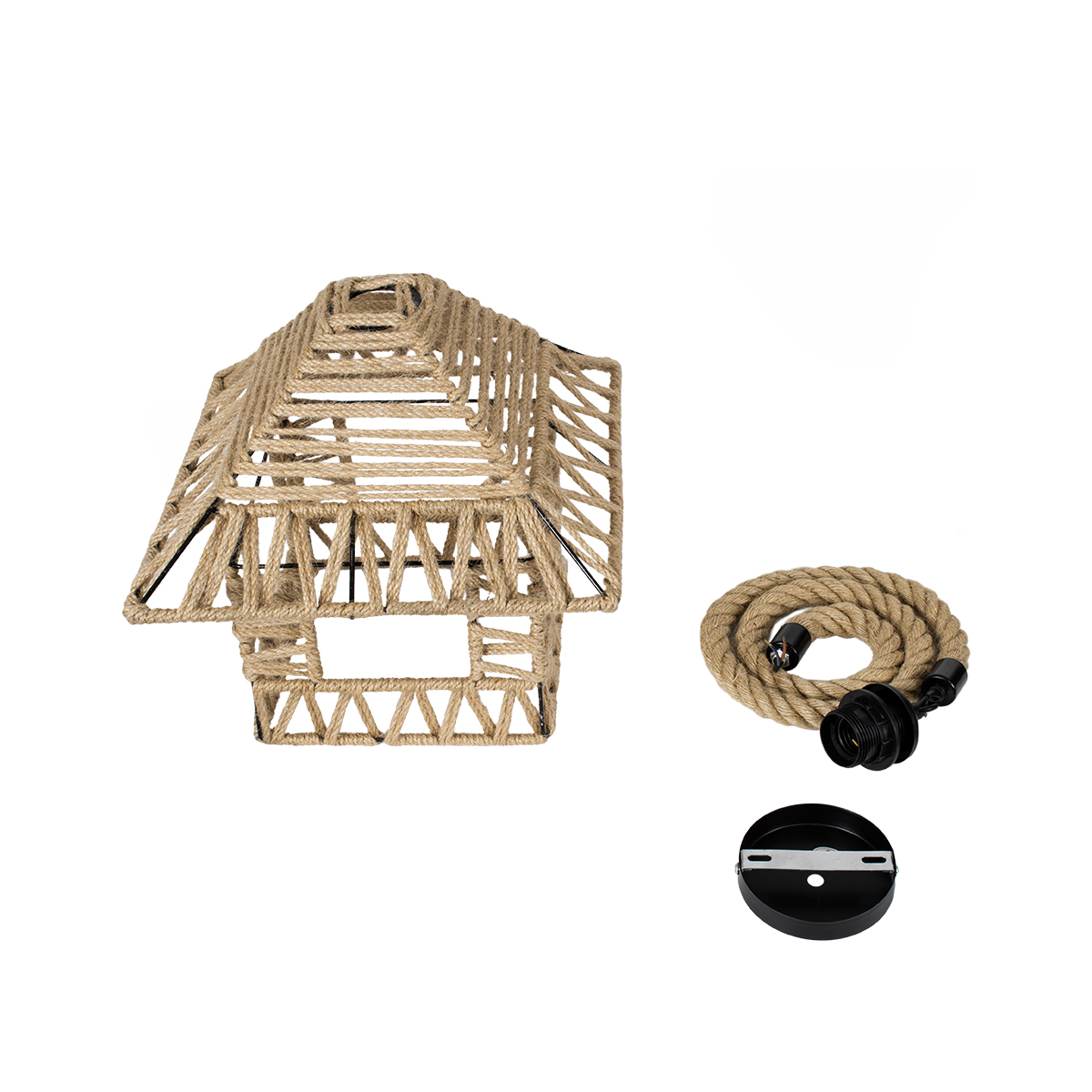 LEDTM® SPIKY 01613 Boho Κρεμαστό Φωτιστικό Οροφής με Ντουί 1 x E27 AC 220-240V IP20 - Μπεζ - Μ43 x Π43 x Y28cm - Image 12
