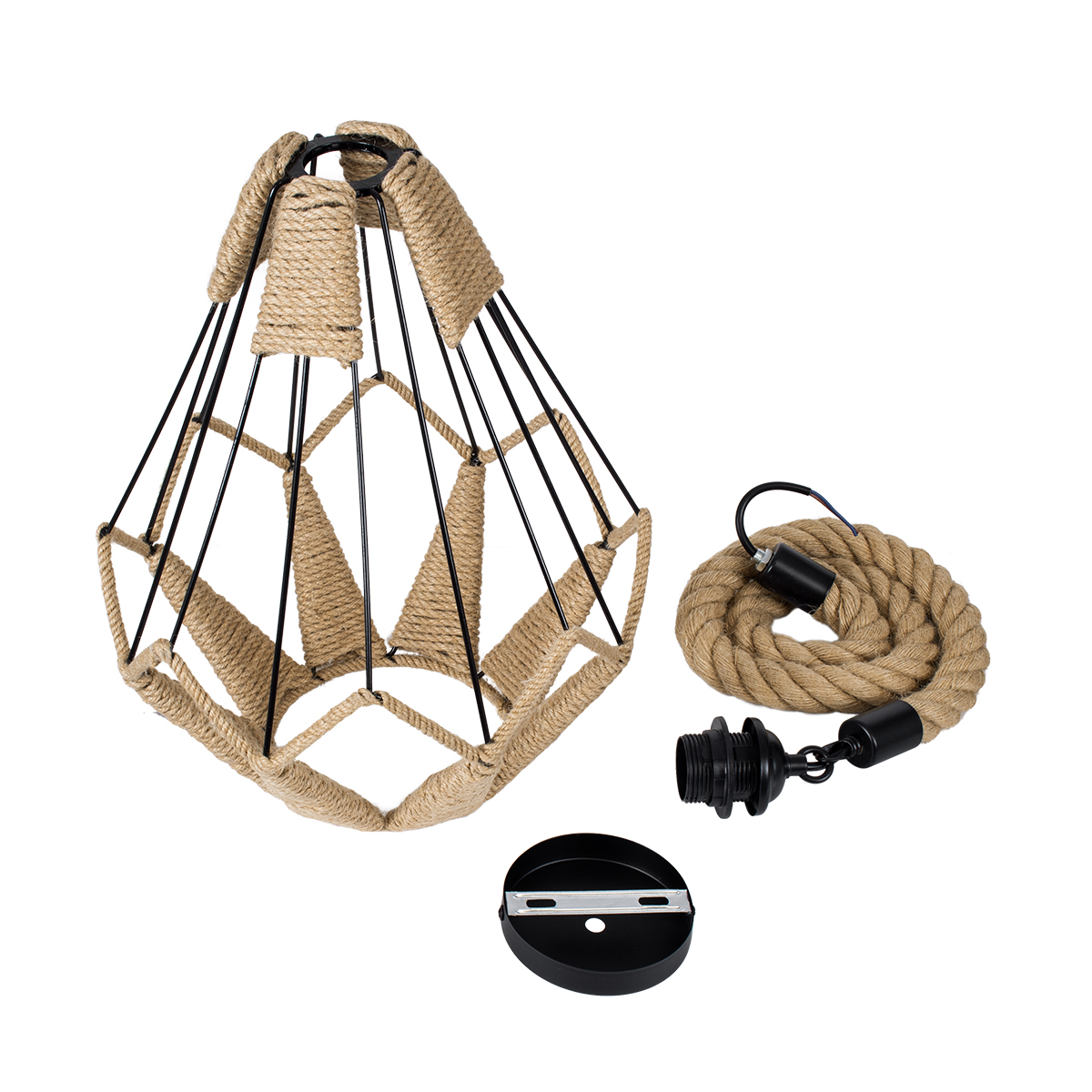 LEDTM® CONICAL 01617 Vintage Κρεμαστό Φωτιστικό Οροφής με Ντουί 1 x E27 AC 220-240V IP20 - Μαύρο & Μπεζ - Μ30 x Π30 x Υ40cm - Image 11