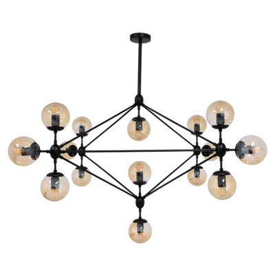 LEDTM® SENTINEL 01637 Μοντέρνο Φωτιστικό Οροφής με Ντουί 15 x E27 AC 220-240V IP20 - Μαύρο & Μελί - Μ150 x Π150 x Υ115cm - Image 3