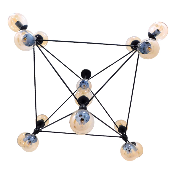 LEDTM® SENTINEL 01637 Μοντέρνο Φωτιστικό Οροφής με Ντουί 15 x E27 AC 220-240V IP20 - Μαύρο & Μελί - Μ150 x Π150 x Υ115cm - Image 5