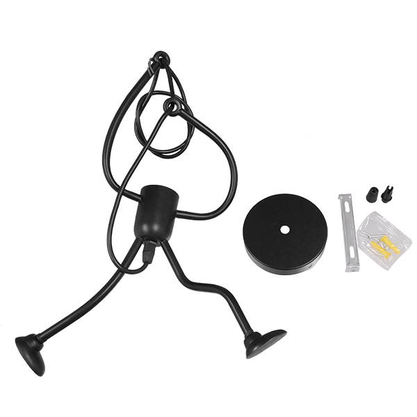 LEDTM® LITTLE MAN 01652 Μοντέρνο Κρεμαστό Φωτιστικό Οροφής με Ντουί 1 x E27 AC 220-240V IP20 - Μαύρο - Μ20 x Π20 x Υ40cm - Image 7