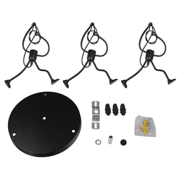 LEDTM® LITTLE MAN 01655 Μοντέρνο Κρεμαστό Φωτιστικό Οροφής με Ντουί 3 x E27 AC 220-240V IP20 - Μαύρο - Μ45 x Π45 x Υ40cm - Image 7