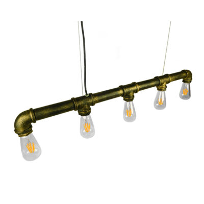 LEDTM® CANAL 01669 Vintage Κρεμαστό Φωτιστικό Ράγα Πολύφωτο 5 x E27 IP20 Μπρούτζινο Μέταλλο - Μ92 x Π5 x Y8cm - Image 3