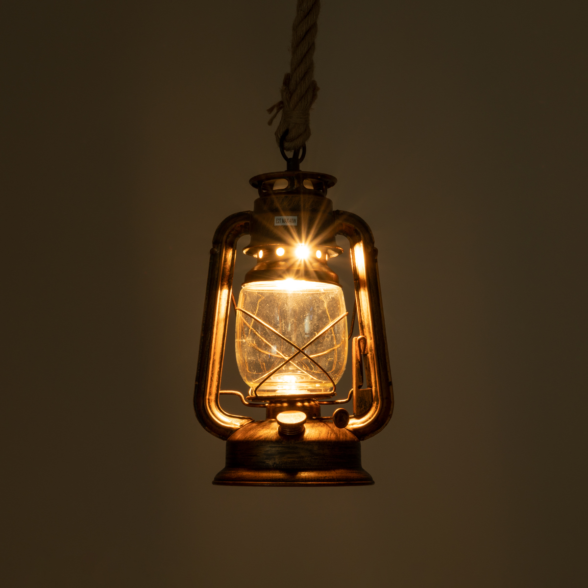 LEDTM® BARBAROSSA 01706 Vintage Κρεμαστό Φωτιστικό Οροφής με Ντουί 1 x E27 AC 220-240V IP20 - Χάλκινο Εφέ Σκουριάς - Μ18 x Π18 x Υ28cm - Image 3