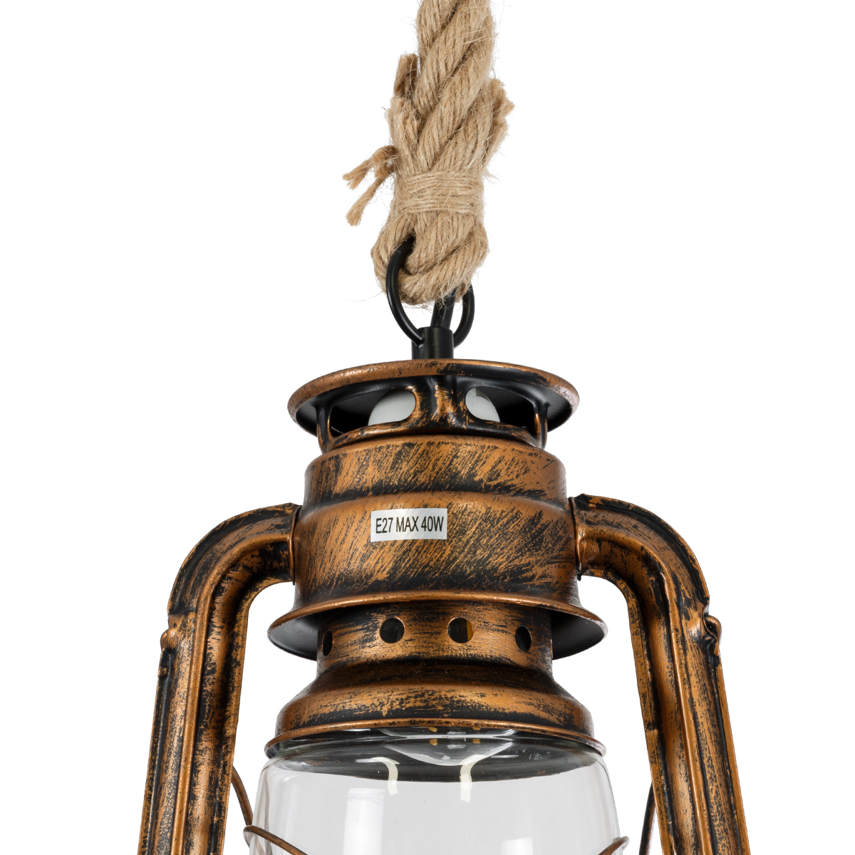 LEDTM® BARBAROSSA 01706 Vintage Κρεμαστό Φωτιστικό Οροφής με Ντουί 1 x E27 AC 220-240V IP20 - Χάλκινο Εφέ Σκουριάς - Μ18 x Π18 x Υ28cm - Image 7