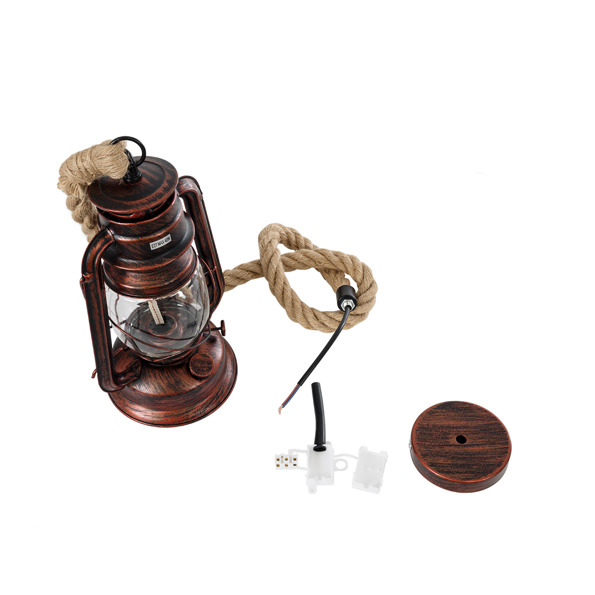 LEDTM® BARBAROSSA 01707 Vintage Κρεμαστό Φωτιστικό Οροφής με Ντουί 1 x E27 AC 220-240V IP20 - Χάλκινο - Μ18 x Π18 x Υ28cm - Image 10